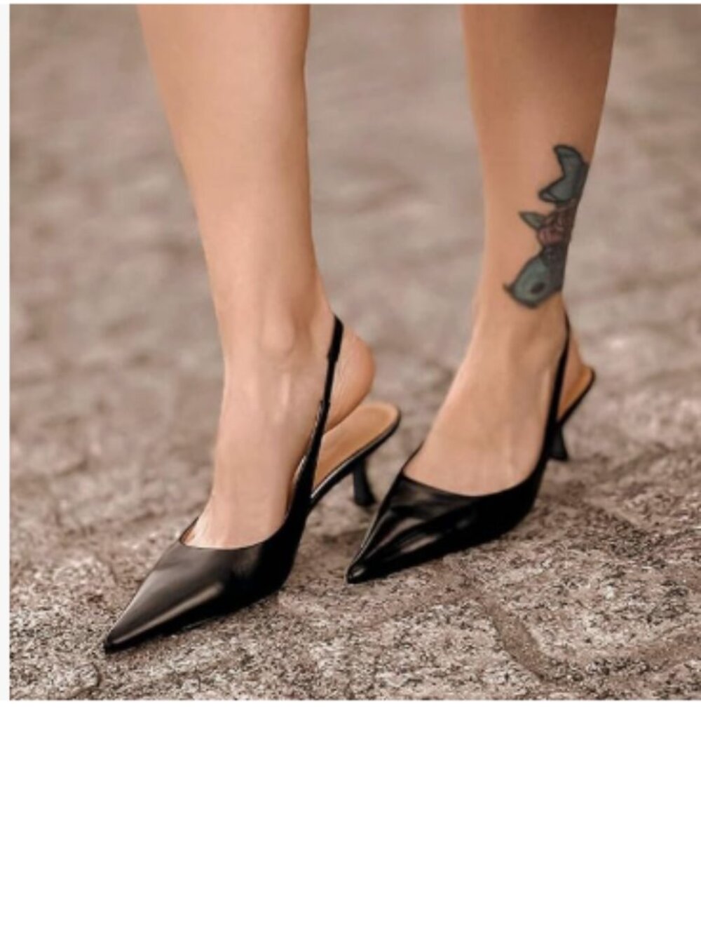 FSJ Black Kitten Heel Slingback Sandals Pointy Toe Sexy Pumps Party Shoes